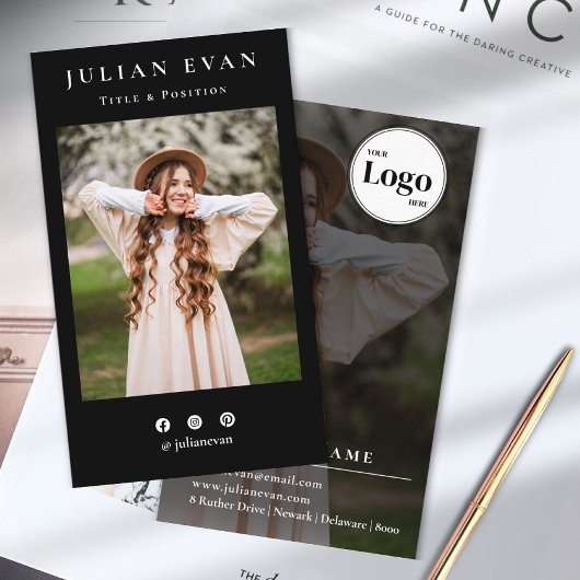 Carte De Visite Profil professionnel Photo Black Photographie