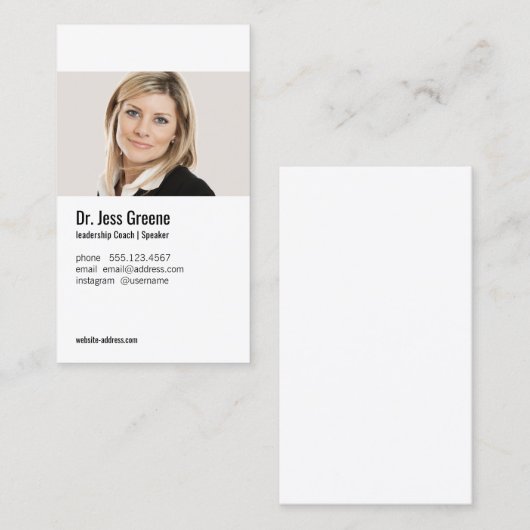 Carte De Visite Profil professionnel simple Ajouter une image phot (Devant / Derrière)