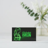 Carte De Visite Profil tracé de vert : Élégance réfléchie sur fond (Debout devant)