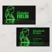 Carte De Visite Profil tracé de vert : Élégance réfléchie sur fond (Devant / Derrière)