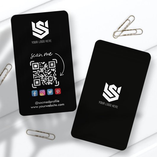 Carte De Visite Profils de médias sociaux QR Code Logo Moderne Sim