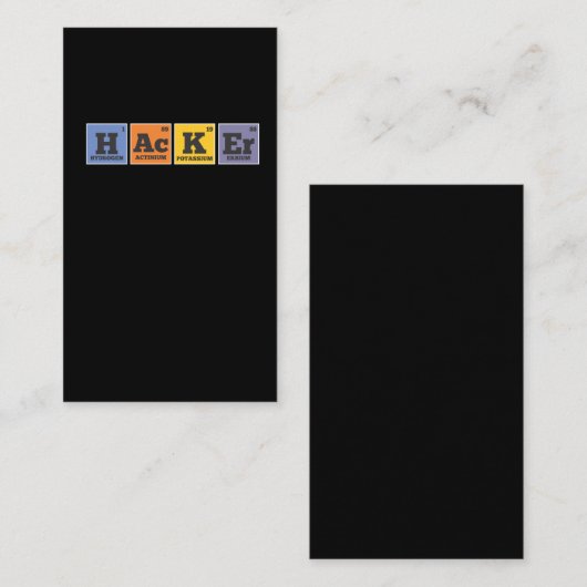 Carte De Visite Programmateur d'éléments de Hacker Chemist (Devant / Derrière)