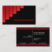 Carte De Visite Programmateur moderne rouge, noir à bandes vertica (Devant / Derrière)