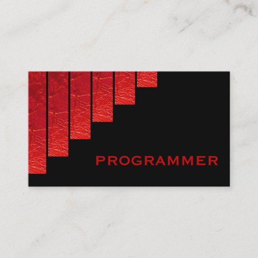 Carte De Visite Programmateur moderne rouge, noir à bandes vertica (Devant)