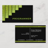 Carte De Visite Programmateur moderne vert, noir à bandes vertical (Devant / Derrière)