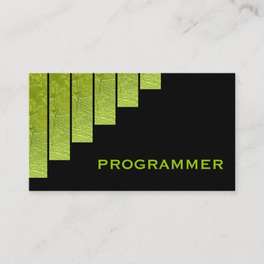 Carte De Visite Programmateur moderne vert, noir à bandes vertical (Devant)
