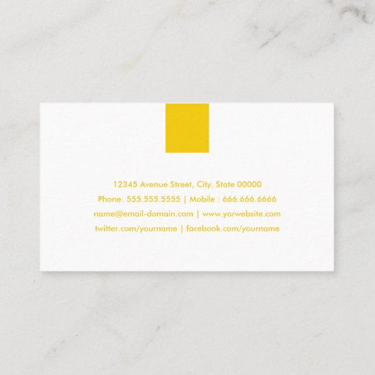 Carte De Visite Programmateur - Simple jaune ambre (Dos)