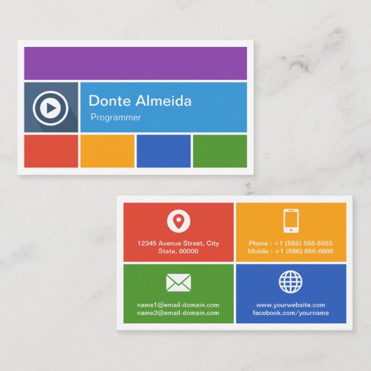 Carte De Visite Programmateur - Style moderne de métro plat (Devant / Derrière)