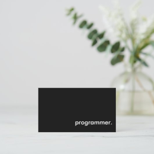 Carte De Visite Programmer Noir simple (Debout devant)