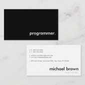 Carte De Visite Programmer Noir simple (Devant / Derrière)