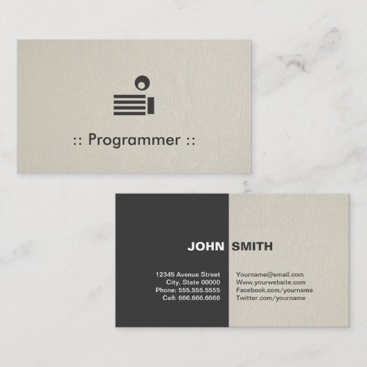 Carte De Visite Programmer Simple Elegant Professionnel (Devant / Derrière)