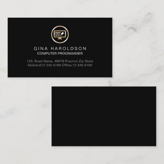 Carte De Visite Programmeur Coder informatique technique (Devant / Derrière)