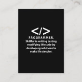 Carte De Visite Programmeur développeur de codage programmeur (Devant)
