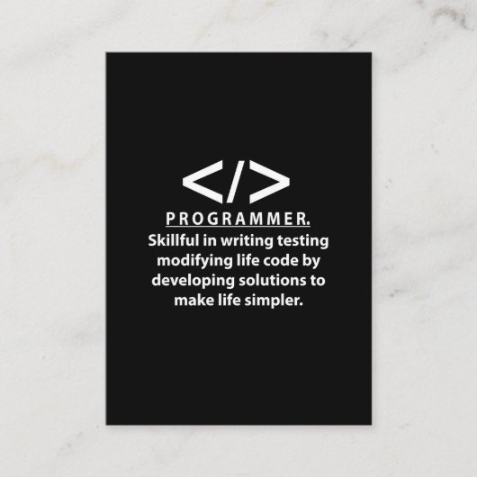 Carte De Visite Programmeur développeur de codage programmeur (Devant)