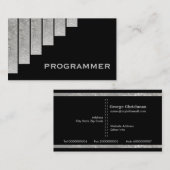 Carte De Visite Programmeur en gris argenté, noir à bandes vertica (Devant / Derrière)