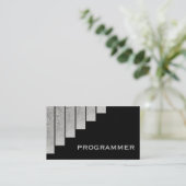 Carte De Visite Programmeur en gris argenté, noir à bandes vertica (Debout devant)