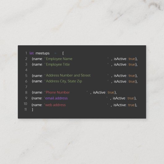 Carte De Visite Programmeur informatique (Dos)