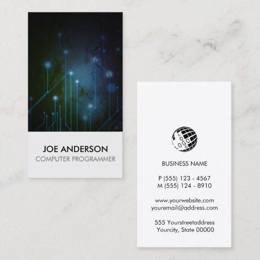 Carte De Visite Programmeur informatique Circuits électroniques (Devant / Derrière)