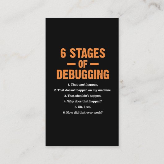 Carte De Visite Programmeur informatique de codage des bogues de d (Devant)