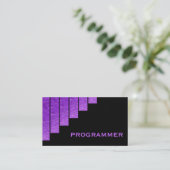 Carte De Visite Programmeur moderne violet, rayures noires vertica (Debout devant)