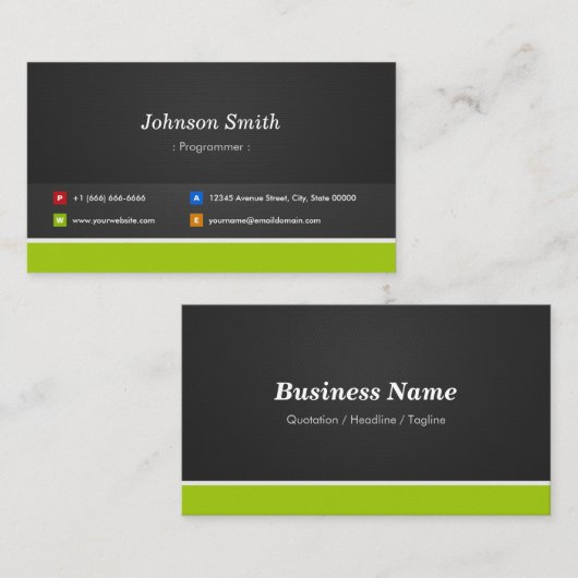 Carte De Visite Programmeur - Professionnel et Premium (Devant / Derrière)