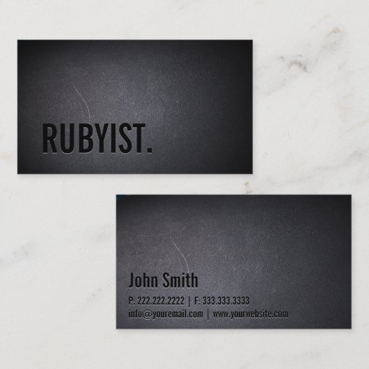 Carte De Visite Programmeur RoR rubyiste Bold Black Miniamlist (Devant / Derrière)