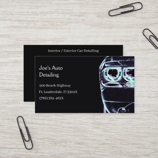 Carte De Visite Projecteur automobile American Muscle Car (Devant/Arrière en situation)