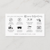 Carte De Visite Prolongations Lash Instructions de post-soins Mode (Dos)