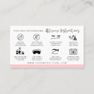 Carte De Visite Prolongations Lash Instructions de post-soins Mode