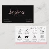 Carte De Visite Prolongations Lash Instructions de post-soins Mode (Devant / Derrière)