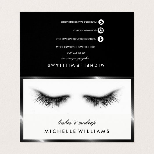 Carte De Visite Prolongements chics simples de cil après référence (Extérieur déplié)