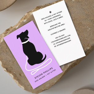 Carte De Visite Promenade de chien silhouette moderne Garde de chi
