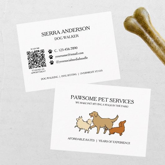 Carte De Visite Promenade de chiens Garde d'animaux Code QR