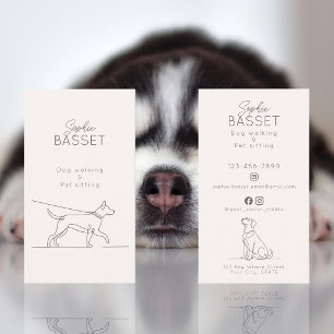 Carte De Visite Promenade de chiens moderne, garde d'animaux minim
