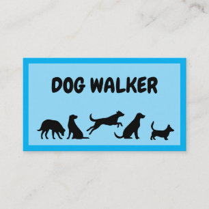 Carte De Visite Promeneur de chien bleu clair mignon & Garde d'ani