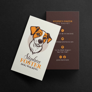 Carte De Visite Promeneur de chien orange marron Garde d'animaux S