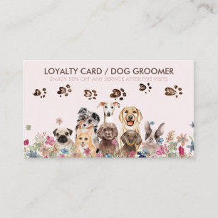 Carte De Visite Promeneur de Chien Toilettage Garde d'Animaux Vent