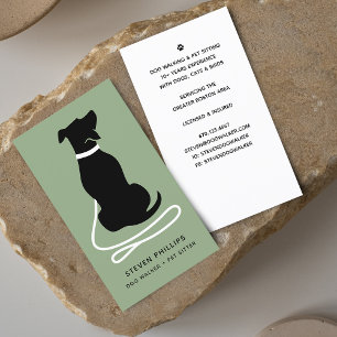 Carte De Visite Promeneur de chiens et gardien de chiens Silhouett