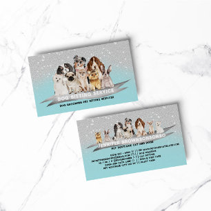 Carte De Visite Promeneur de chiens Gardien d'animaux Teal Ivory S