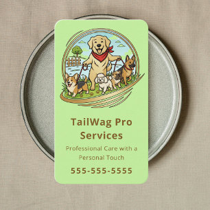 Carte De Visite Promeneur de Chiens Heureux Éducateur Service de S