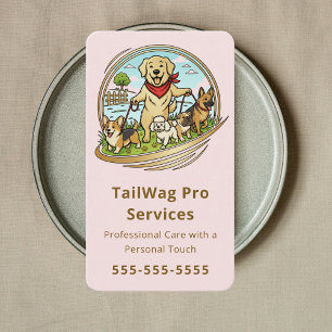 Carte De Visite Promeneur de chiens heureux Formateur Service de s