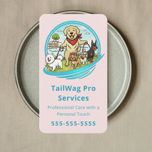 Carte De Visite Promeneur de chiens heureux Garde d'animaux Format