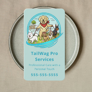 Carte De Visite Promeneur de chiens heureux Garde Formateur Soins