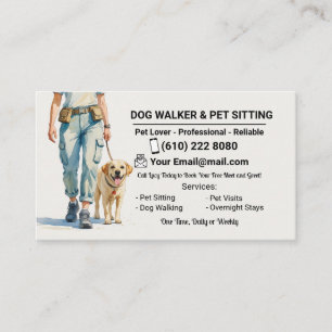 Carte De Visite Promeneuse de chiens à l'aquarelle Garde d'animaux