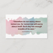 Carte De Visite Promesses de Dieu Écriture aquarelle - Matthieu 6: (Devant)