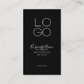 Carte De Visite Promo de script minimal noir Elegant Réduction QR (Dos)