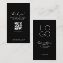 Promo de script minimal noir Elegant Réduction QR