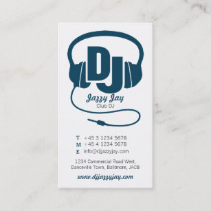 carte de visite promoteur DJ bleu et blanc turquoi