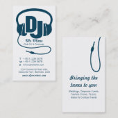 Carte de visite promoteur DJ bleu turquoise et bla (Devant / Derrière)