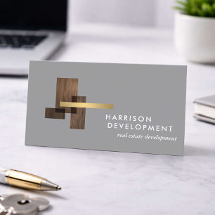 Carte De Visite Promoteur Immobilier Luxe Logo Gris